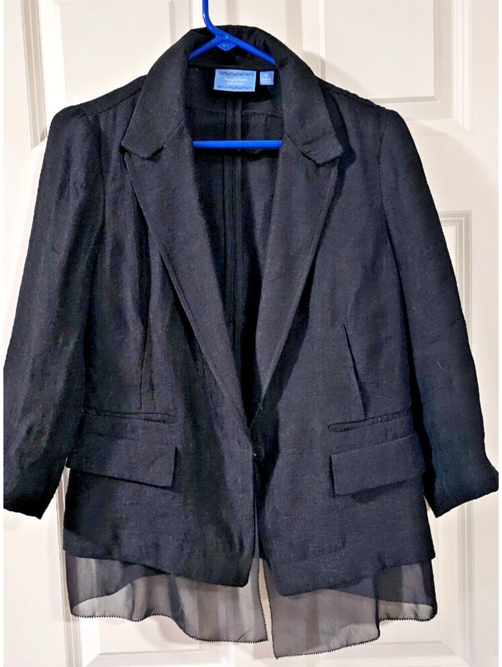 Simply Vera Vera Wang Sheer Black chiffon trim blazer jacket Size Medium